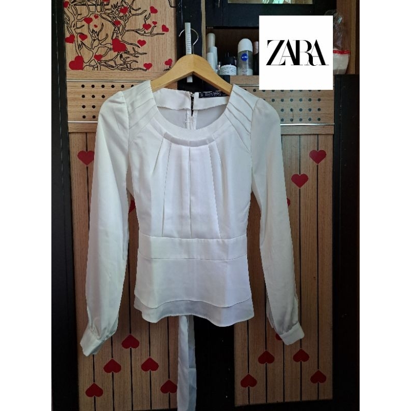 [PRELOVED/THRIFT] BLOUSE WANITA ZARA KOREAN STYLE WARNA PUTIH