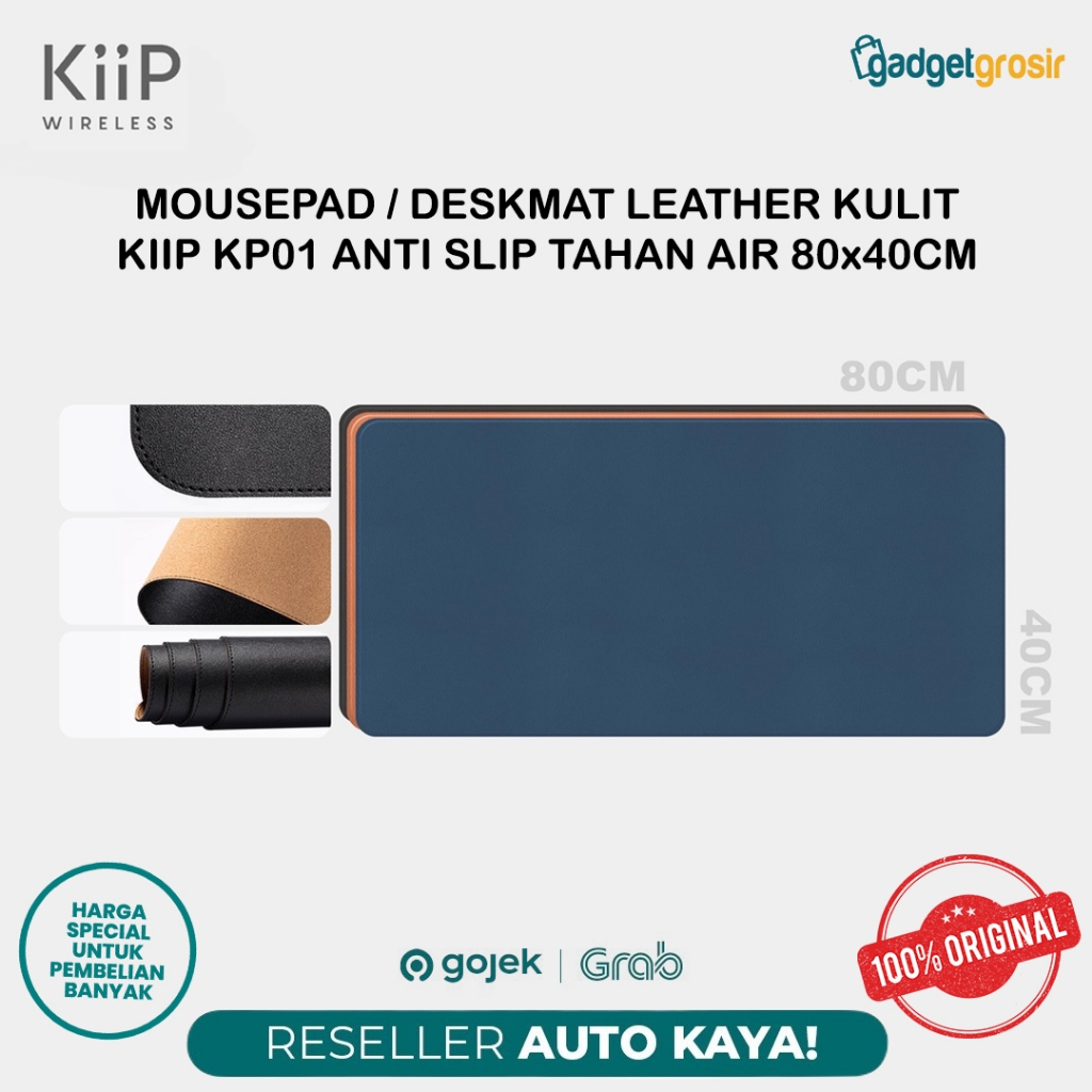 KiiP Wireless Mousepad KP01 Deskmat Desk Pad Leather Besar XL 80x40 Cm Tatakan Alas Mouse Keyboard D