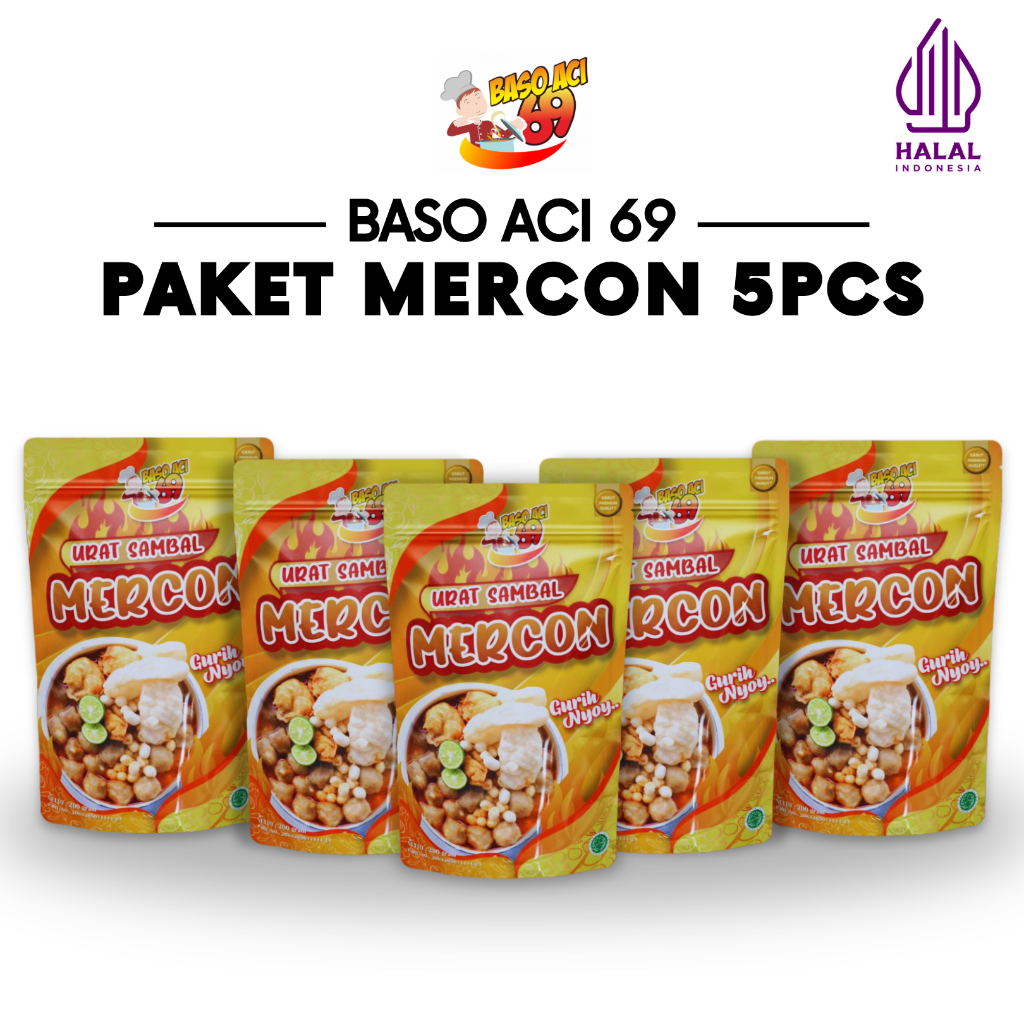 

Baso Aci 69 - Paket 5pcs Baso Aci Urat Sambal Mercon Kuah Pedas Gurih Nyoy