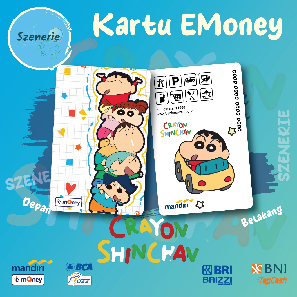 Emoney Crayon Shinchan Shinosuke Flazz gen 2 Kartu E-money Mandiri BCA Tapcash BNI Brizzi BRI NFC Cu