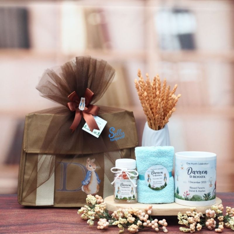 Souvenir Baby One Month.Souvenir Tas. Hampers Bayi. Kelahiran Bayi. Aqiqah.Baby Hampers