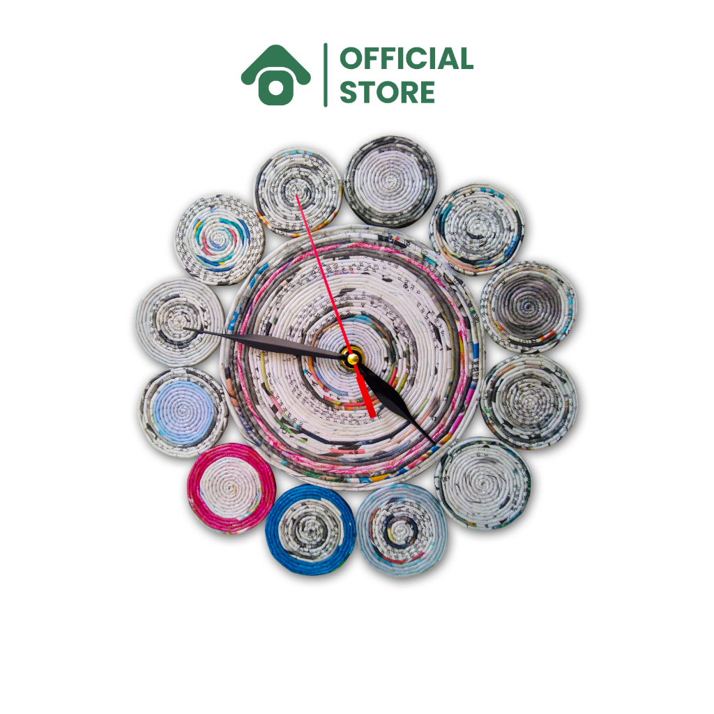 Jam Dinding Kertas Koran Warna Asli (Mesin Jam Aktif) | Prakarya Kerajinan Jam Dinding