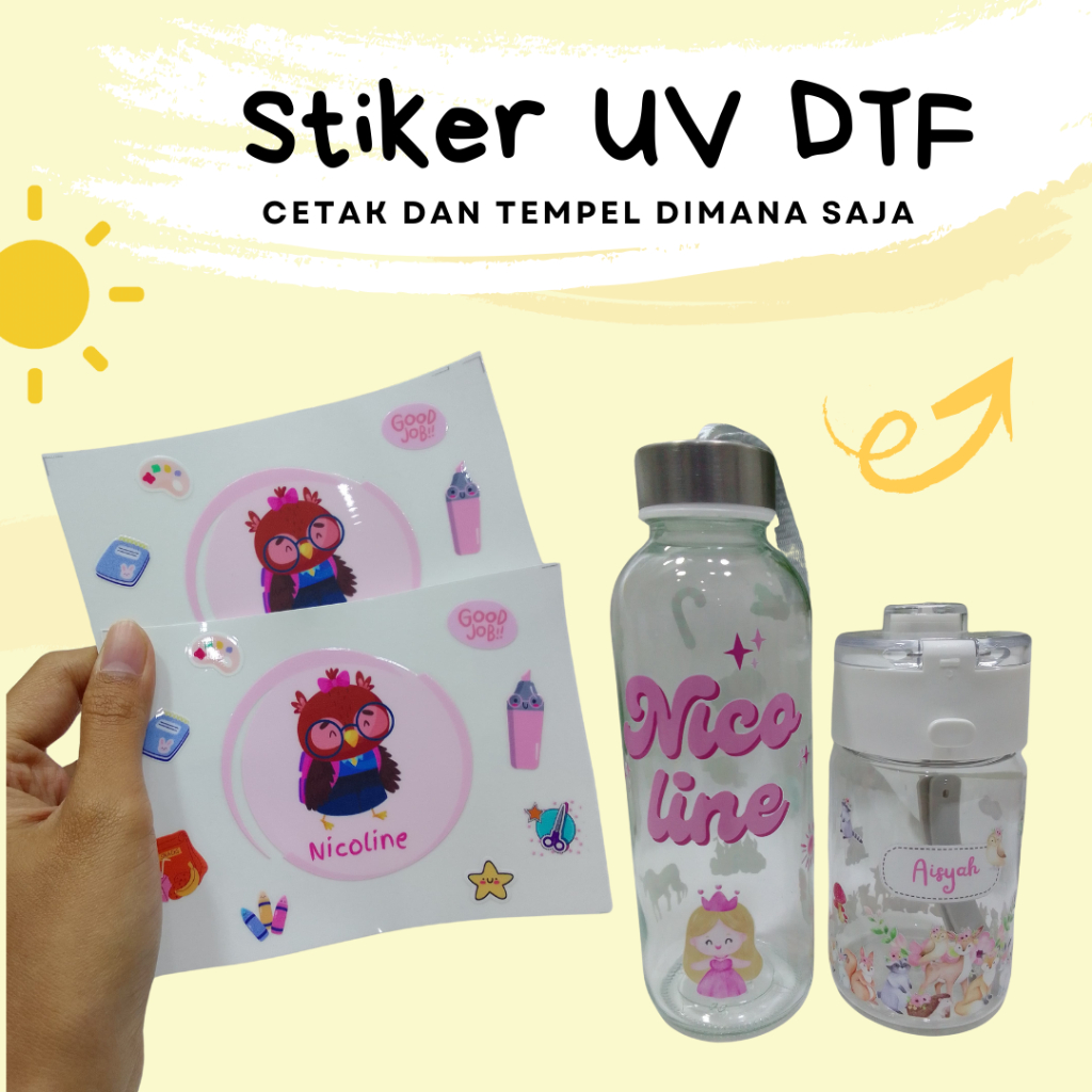 Print Stiker DTF UV Decal Kering Print Stiker Tumbler UV DTF Pengganti Stiker Cutting