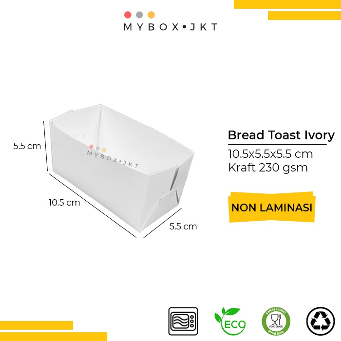 Box Kotak Roti Bread Toast Paper Tray 10,5x5,5x5,5 IVORY PUTIH