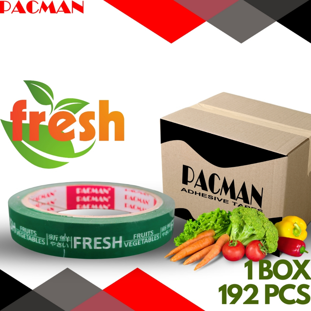 

192 PCS / 1 BOX Selotip Fresh Vegetable 1 inchi x 72 pita buah isolasi fresh vegetable merk pacman