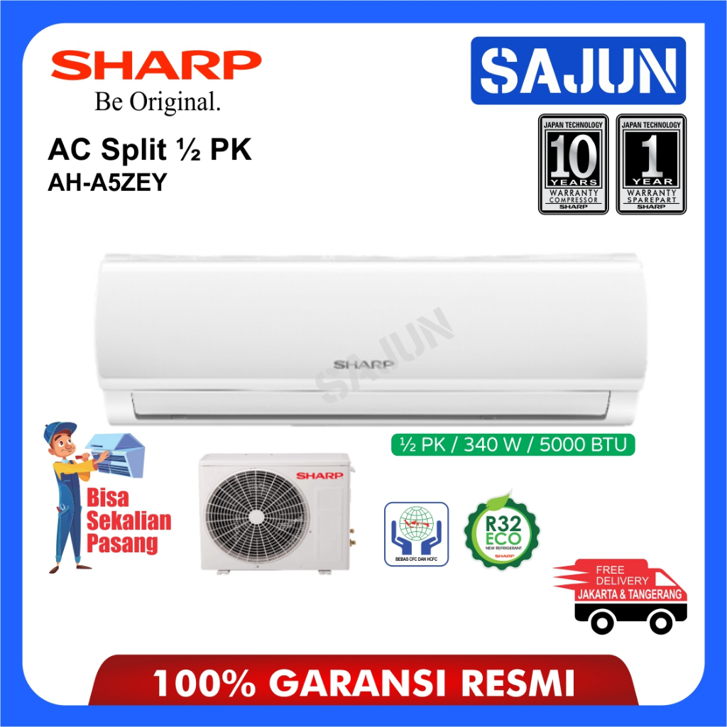 Sharp AC Split 0.5 PK AH-A5ZEY Air Conditioner 1/2 PK AHA5ZEY