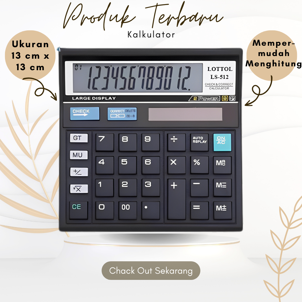 

BEST Kalkulator Check & Correct 12 Digit Kalkulator Layar Besar Dual