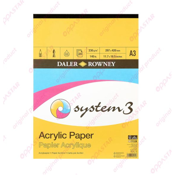 

Kertas Lukis Daler Rowney System 3 Acrylic Paper A3 403600300 - Pad