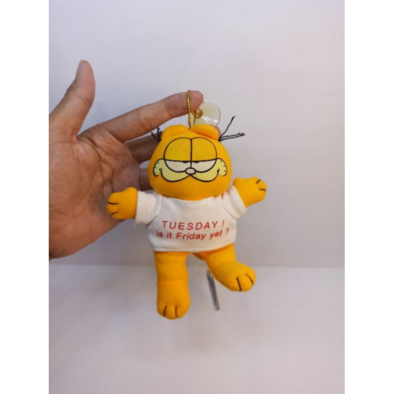 boneka Garfield vintage original paws minus mata kiri pudar