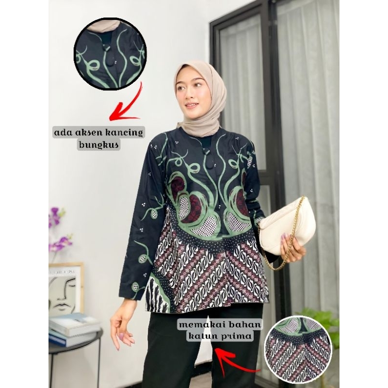 BAJU BATIK WANITA MODERN MONALISA GENES M,L,XL asli PEKALONGAN || jumputan