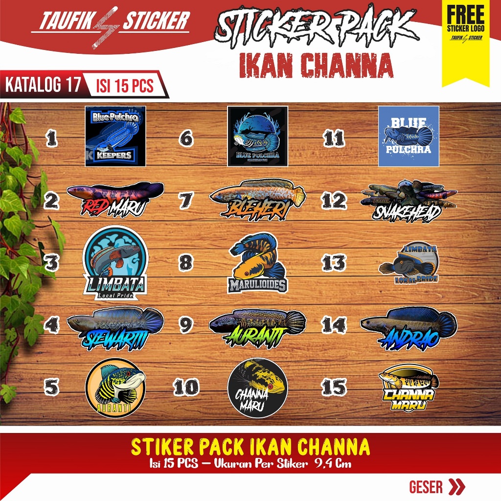 

STIKER PAKET IKAN CHANNA ANTI AIR #DESAIN 17