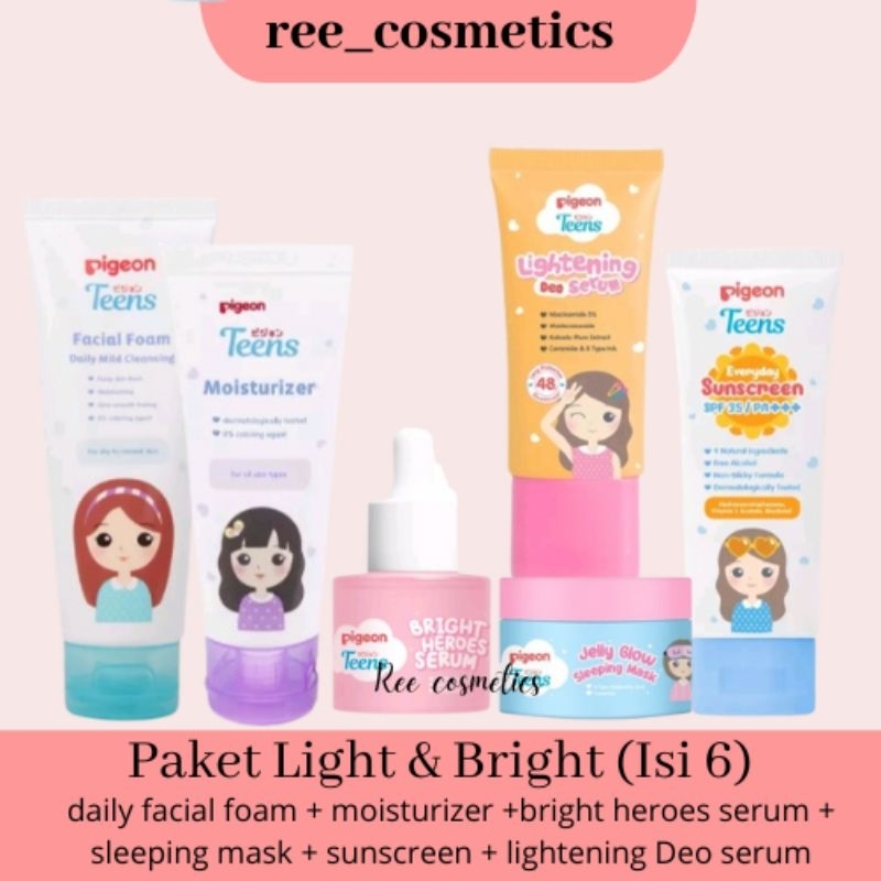 Pigeon Teens Paket Lengkap Light & Bright Skincare Anak Remaja | Skincare Pigeon Teens
