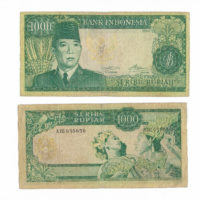 Uang kuno Indonesia 1000 Rupiah 1960 Seri Soekarno Very Good-Fine