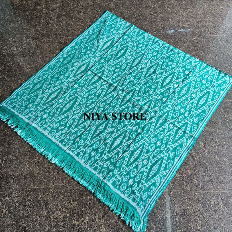 NIYA STORE || Kain Tenun Blanket Tradisional Tenun Etnik Motif Cemara Warna Hijau Tosca