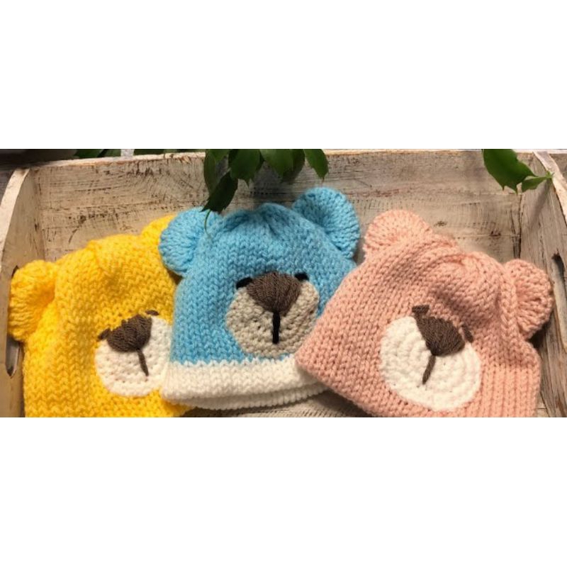 HANDMADE BEAR BEANIE/TOPI BERUANG/TOPI BEAR/TOPI LUCU COSPLAY/BEAR BONET/TOPI RAJUT/CROCHET HAT