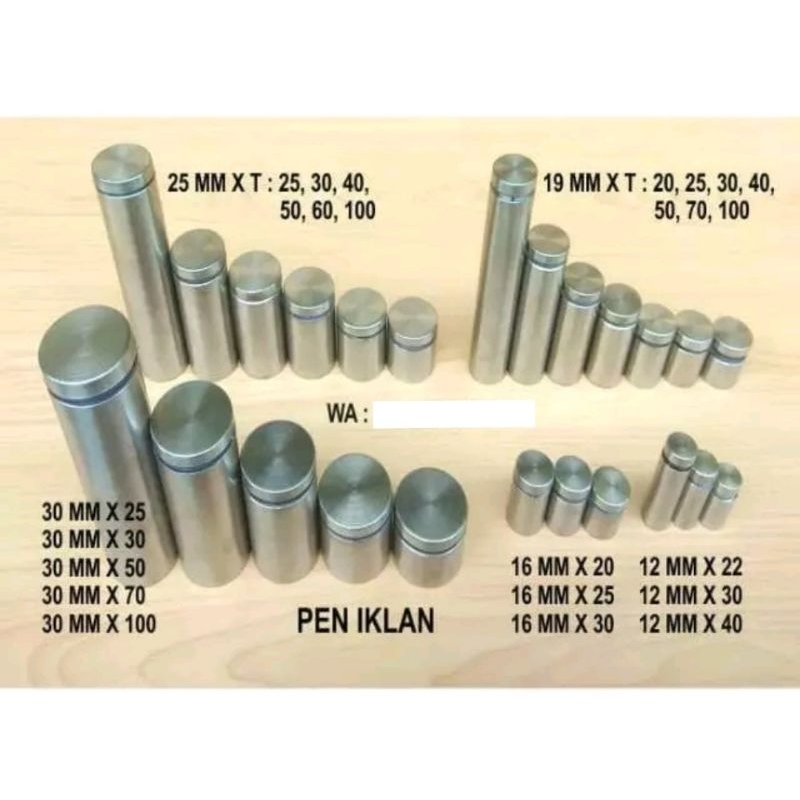 Pen Iklan 25 x 50 Stabil Kaca Sign Board Baut Akrilik