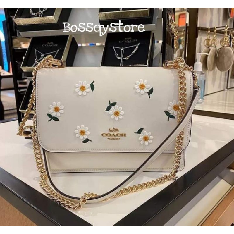 TAS WANITA CÒÁÇH ORIGINAL C2858 DAISY EMBROIDERY KLARE SHOULDER BAG CHALK MULTI