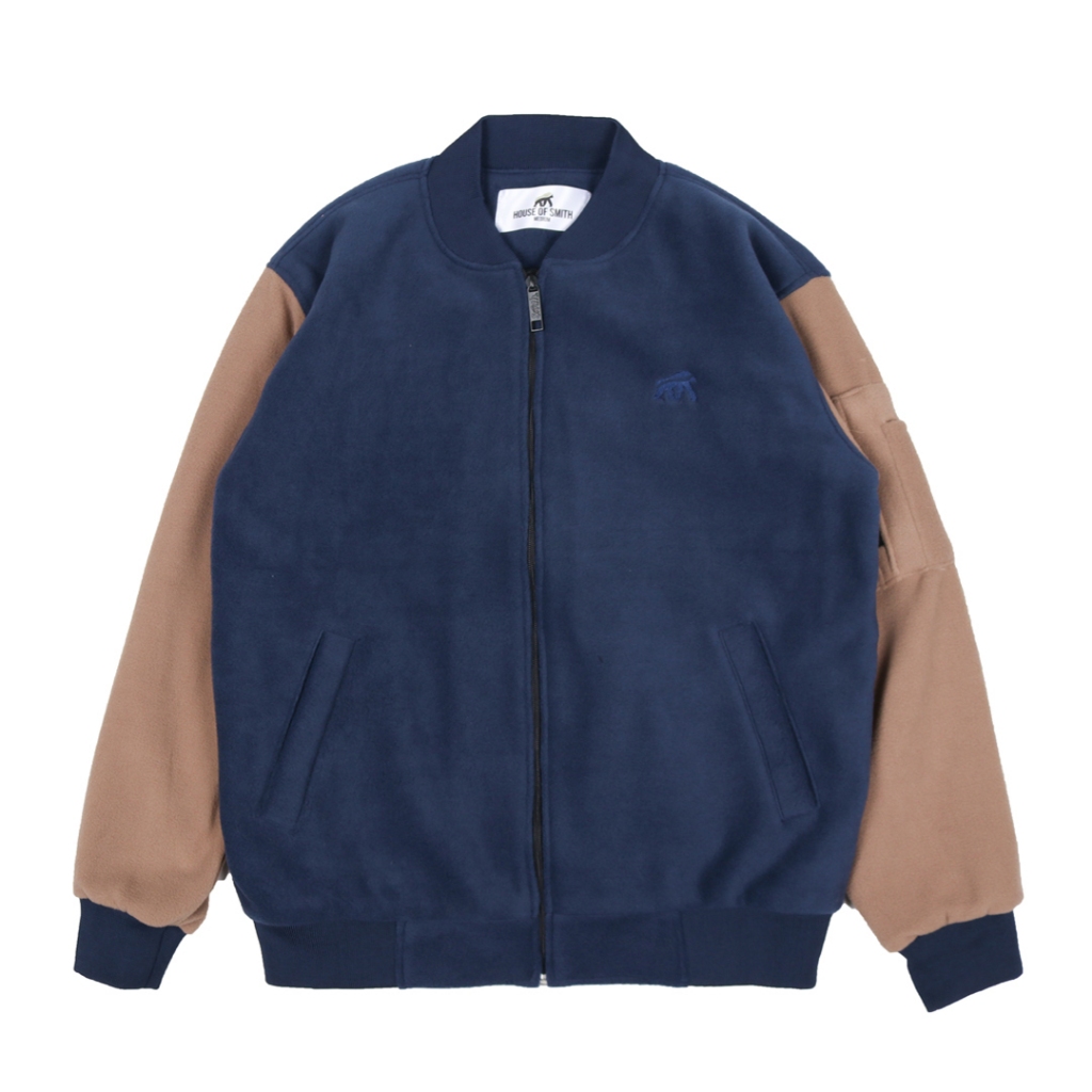 Jaket Navy Suede Combine Cream PLTY