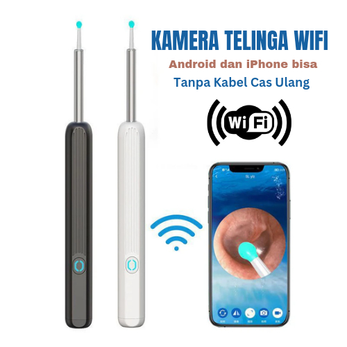 Kamera Telinga Pantau HP Wireless Tanpa Kabel Cas Ulang Korek Kuping Vidio Wifi Smartphone Endoskop