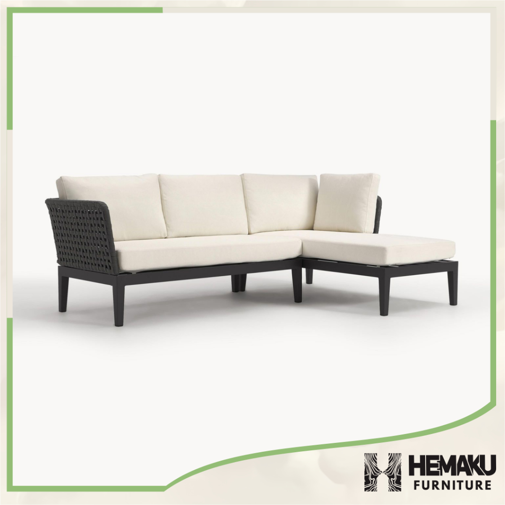 Kursi Sofa sudut Sofa L minimalis rangka besi / kayu