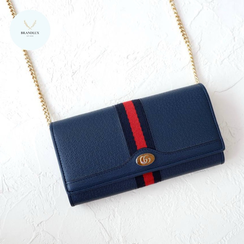Gucci Leather Stripes WOC In Navy