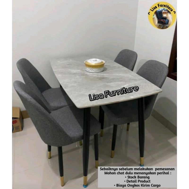 Meja Makan Marmer Batu Neolith|Meja Makan Marmer|Meja Makan Marmer 6 Kursi|Meja Makan Mermer 4 Kursi