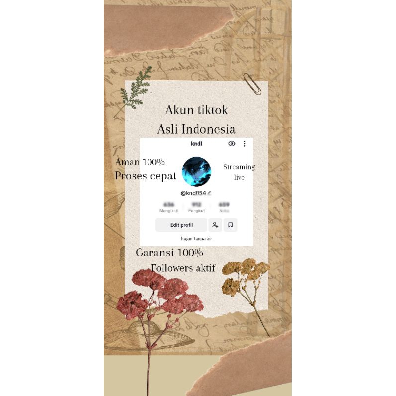 Akun Tiktok Asli Indonesia  No COD 