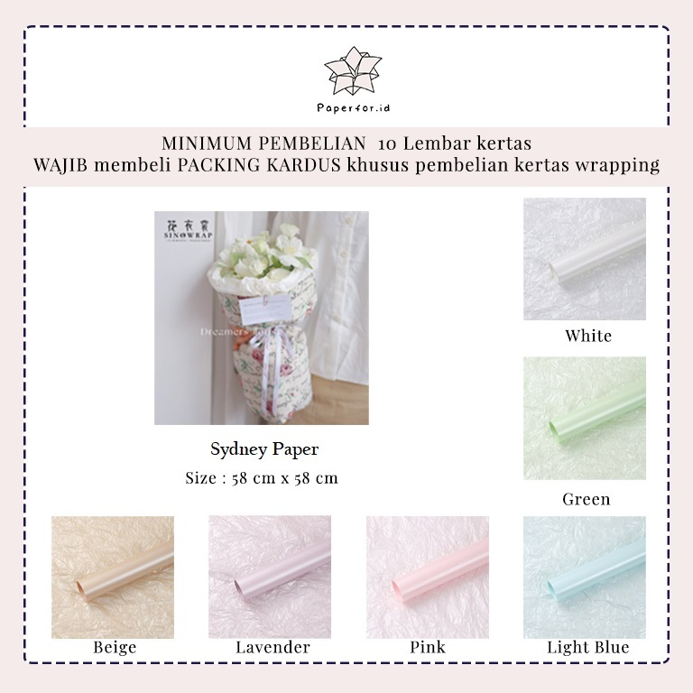 

Kertas Buket Bunga Pearl SYDNEY PAPER 28gsm | ECER 5PC / GROSIR