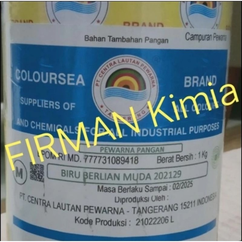 

Pewarna makanan biru berlian muda-202129 berat 1kg merek Coloursea