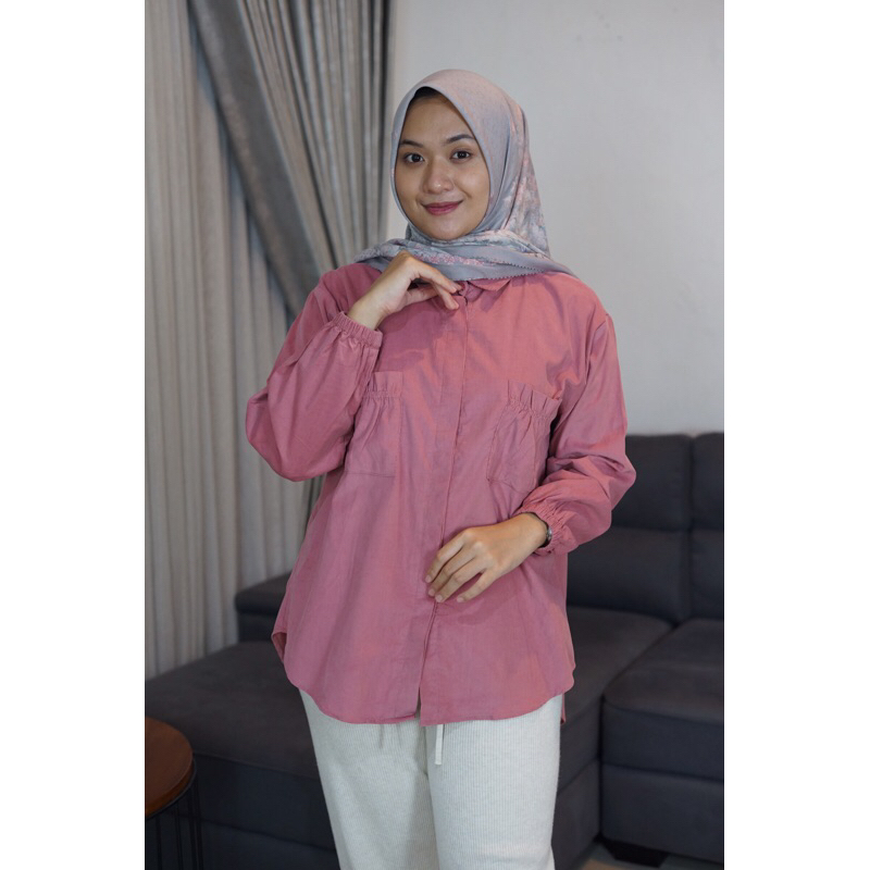 KEMEJA OVERSIZED CEWEK WANITA BAHAN CORDURAY HIJAB OFFICE LOOK