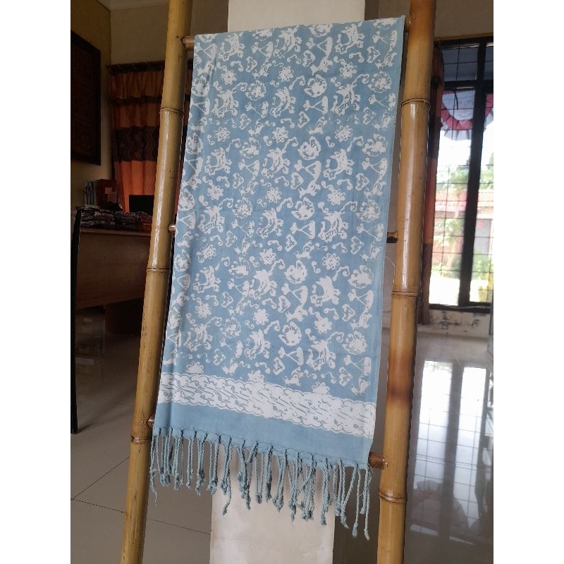 Selendang scarf batik asli Ayam Puger pewarnaan alami indigo indigofera