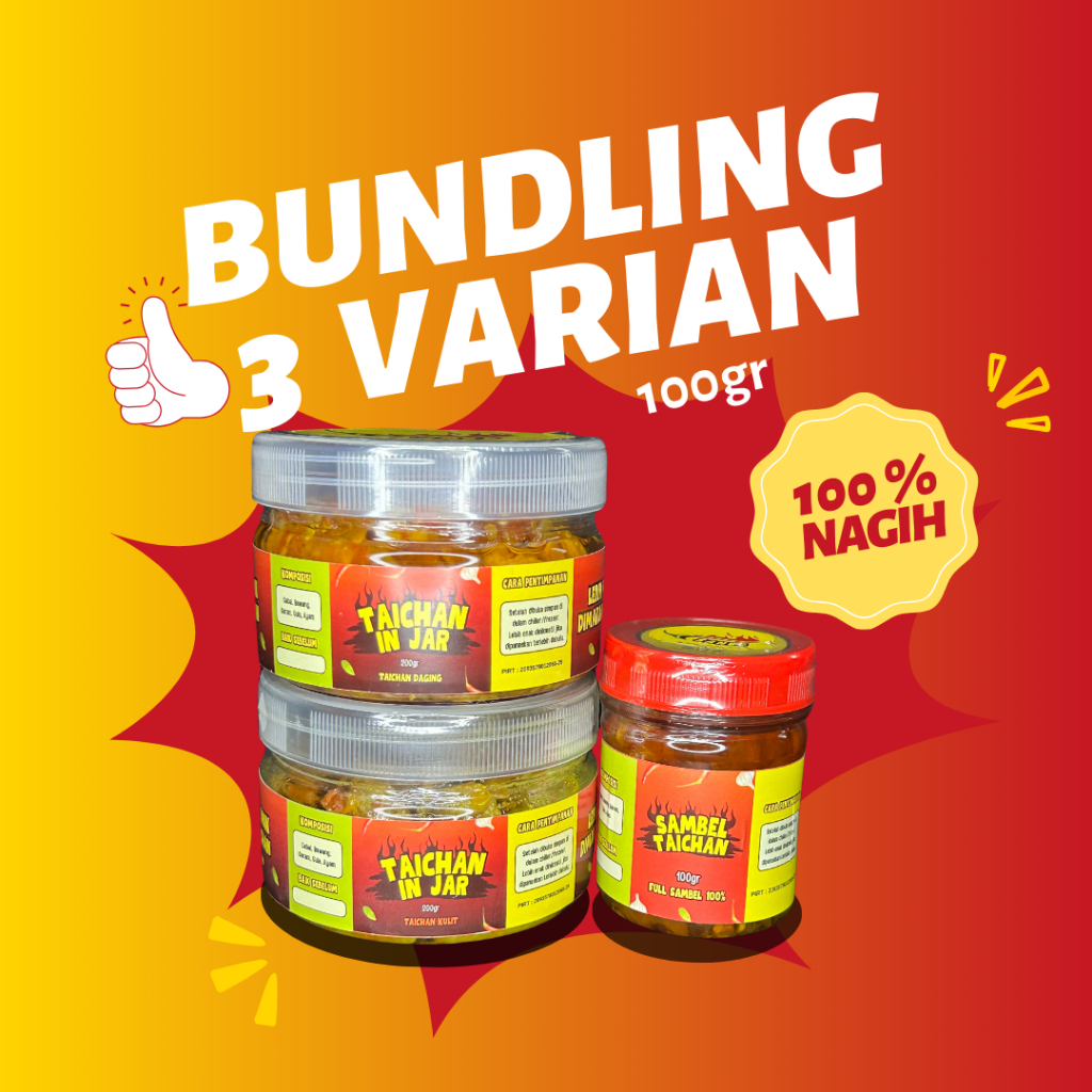 

BUNDLING TAICHAN IN JAR LAUK TAICHAN SANES SAMBAL TAICHAN ISI AYAM POTONGAN DADU GURIH ENAK GARANSI 100%