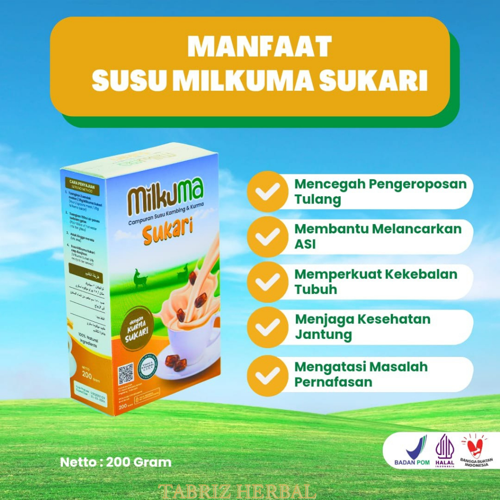 

susu milkuma sukari campuran susu kambing & kurma original