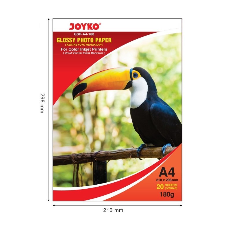

[PACK] Kertas Cetak Foto Glossy Photo Paper - Joyko GSP-A4-180 gr MURAH