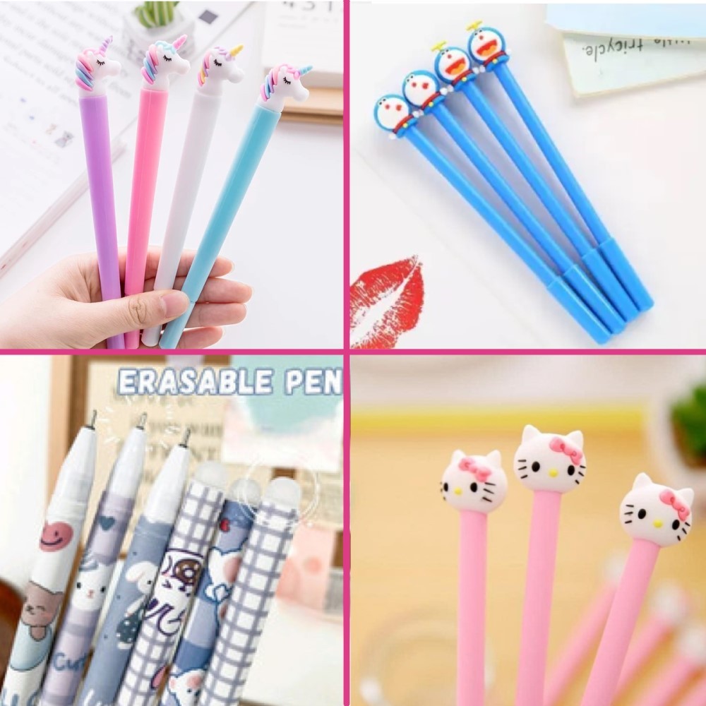 

PULPEN KARAKTER HELL0 KITY / DORAEMON/ UNICORN/ PULPEN ERASEABLE / pulpen Impor pulpen karakter Imut Lucu