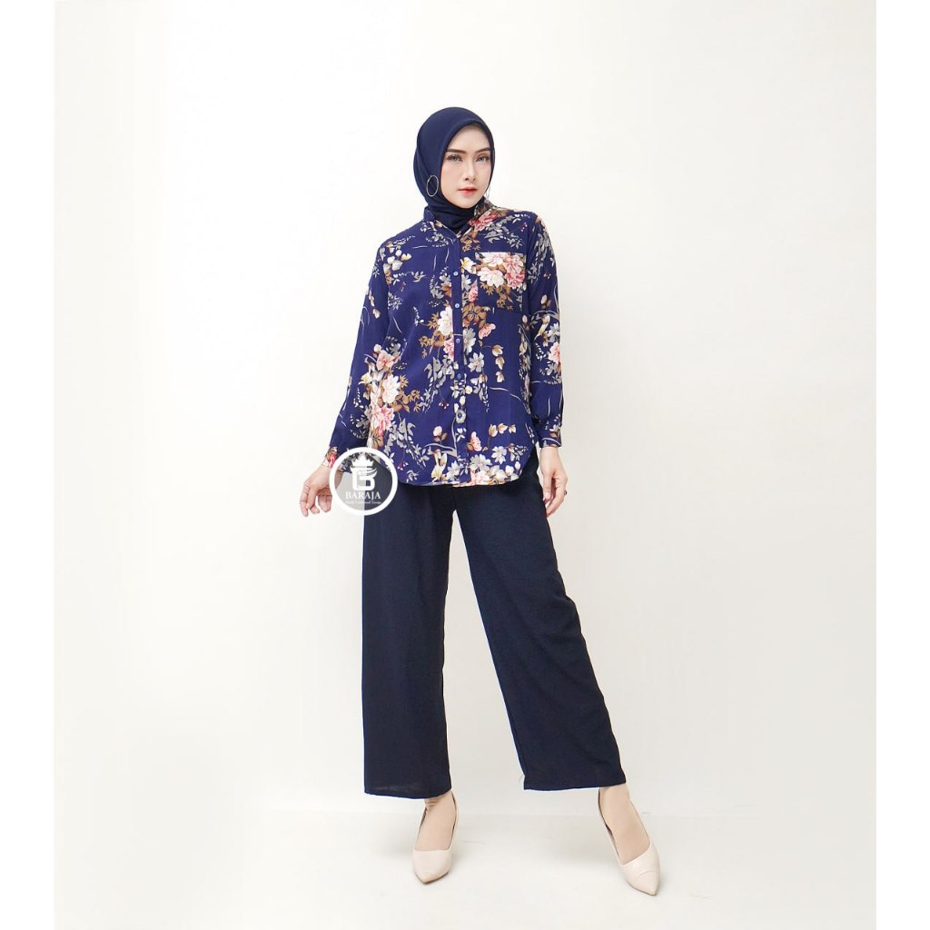 BARAJA One Set Moana Lemon | Setelan Baju Wanita Motif Bunga | Set Baju Bahan Rayon Premium | 1 Set 