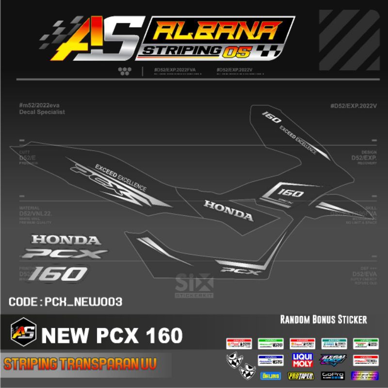 STRIPING VAREASI PCX 160 TRANSPARAN/STICKER PCX 160 TRANSPARAN