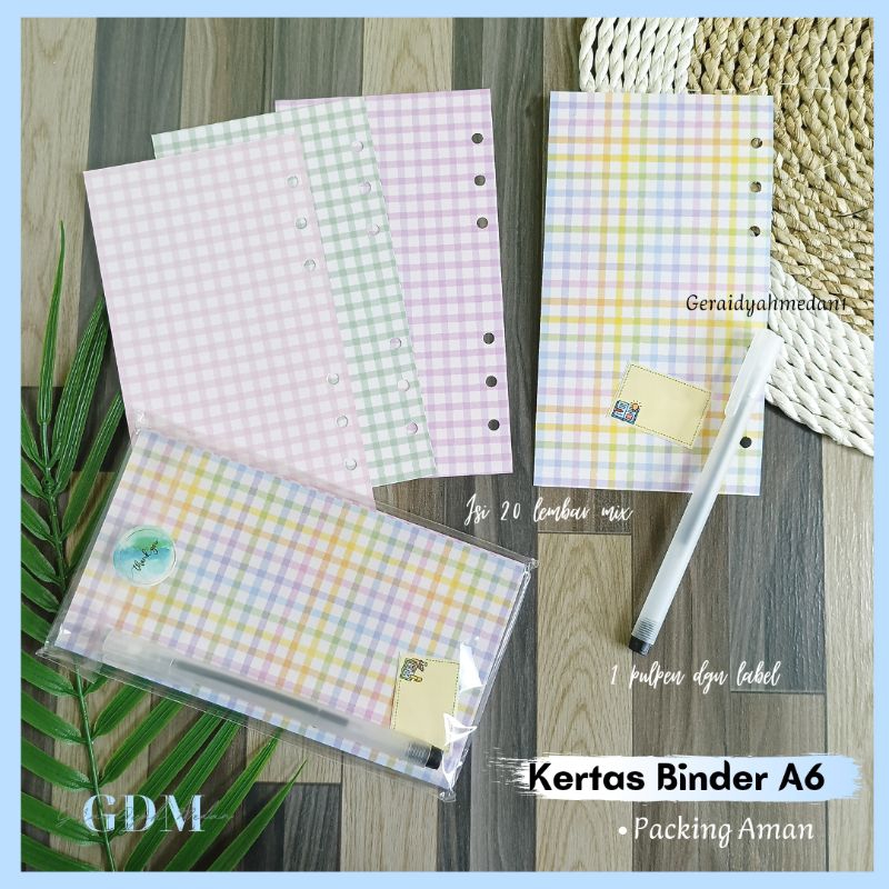 Kertas Binder Warna Grid A6 Set Pulpen