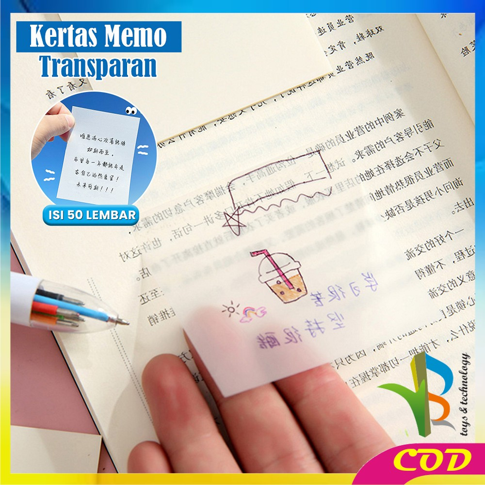 

RB-A87 Sticky Note Transparan Isi 50 Lembar Waterproof Serbaguna Untuk Kantor Sekolah / Kertas Memo Tahan Air / Memo Kertas Tempel Anti Air / Label Stickers Catatan Bening