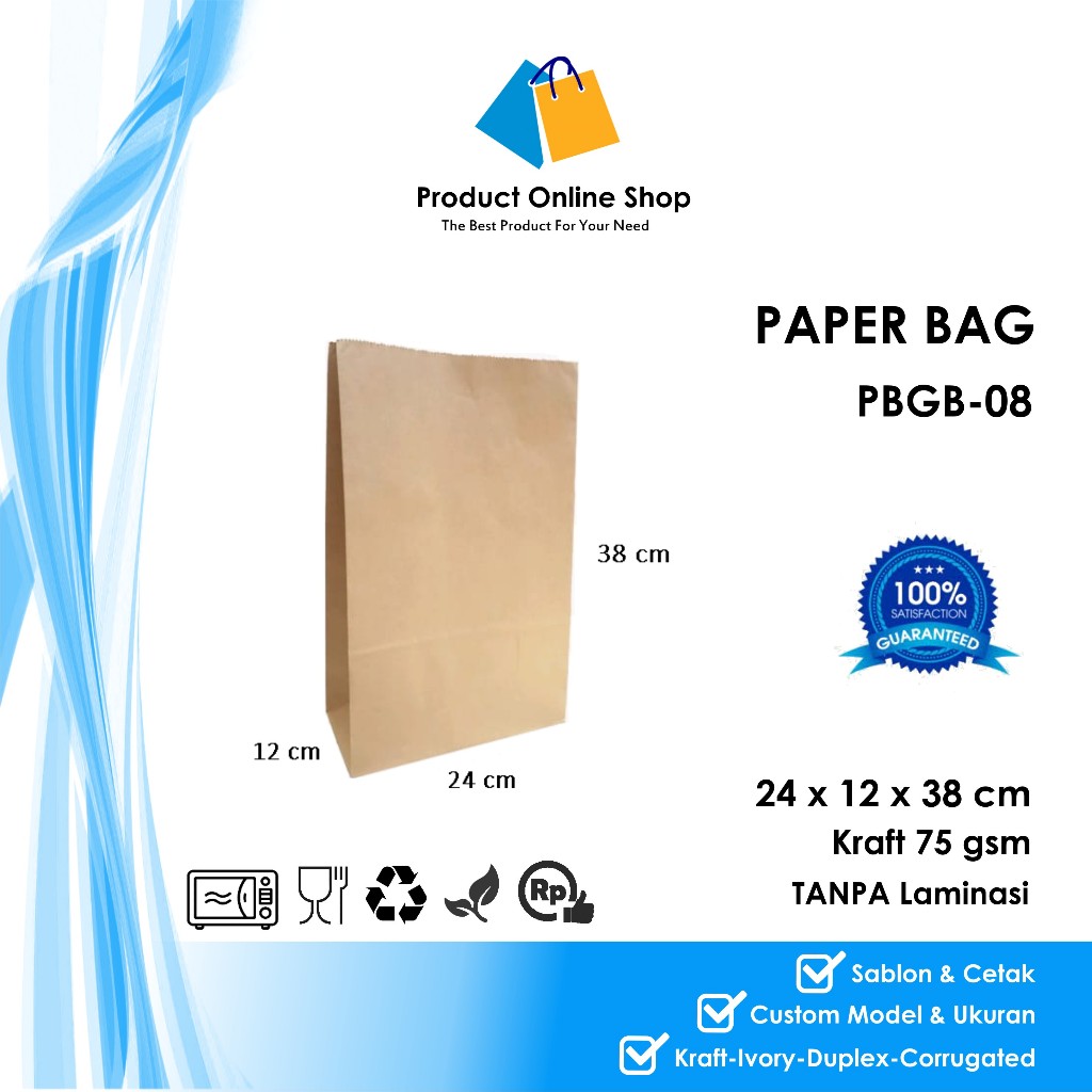 

PAPER BAG GOODIE KANTONG TAS KERTAS SOUVENIR GIFT 24x12x38 cm KRAFT 75 gsm