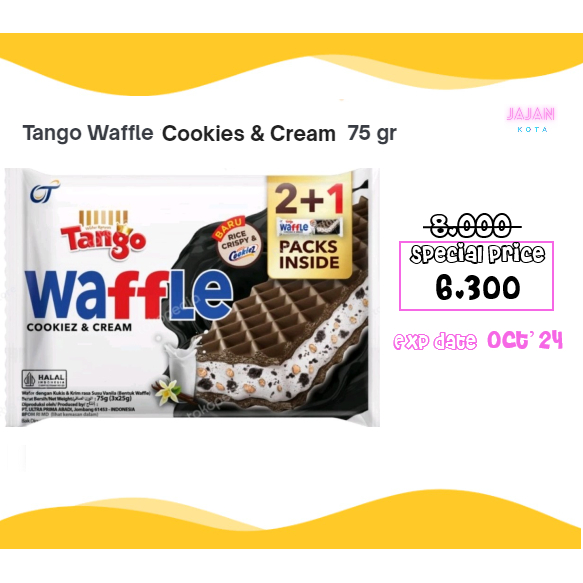 

Tango waffle cookies and cream 75 gram