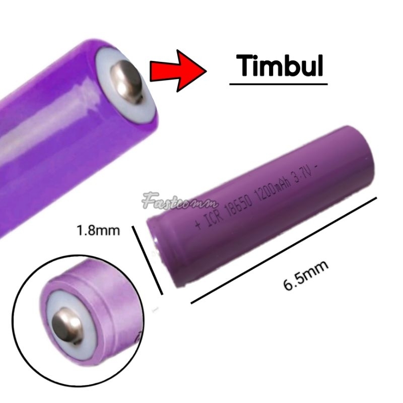 Baterai recharge 18650 1200mah 3.7v
