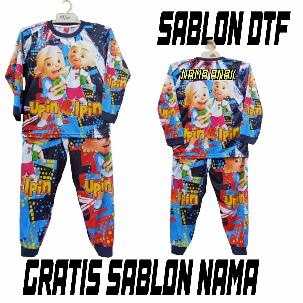 setelan baju tidur ipin upin full printing murahUSIA 4-12THN