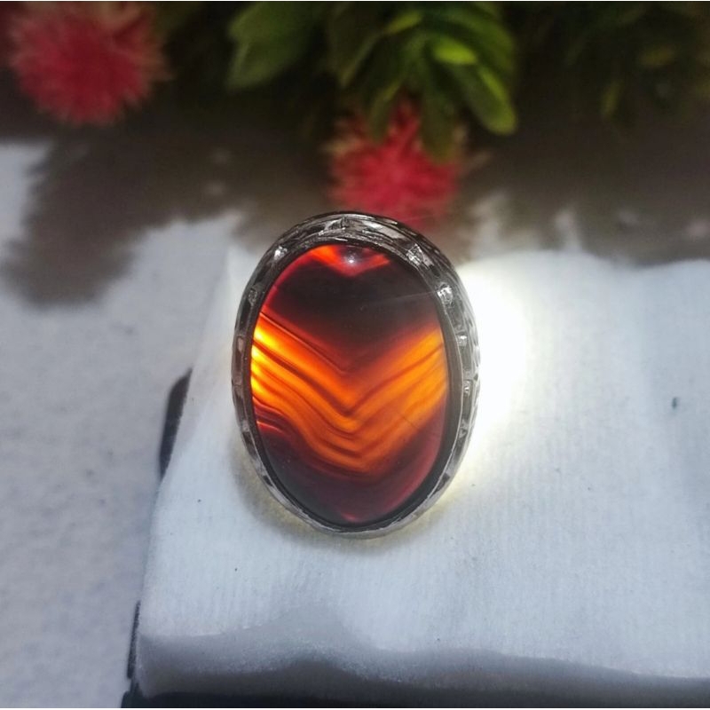 xincin batu yaman wulung motif junder natural ring alpaka