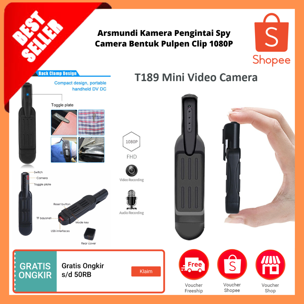 Kamera Pengintai Spy Camera Bentuk Pulpen Clip 1080P / Kamera Pena Saku 1080P Portabel Camcorder Vid