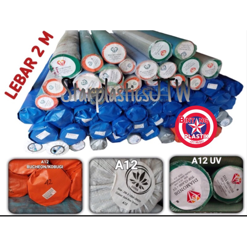 TERPAL SAKURA ROLL / GULUNG PLASTIK 2Meter SNI Ukuran A3 A5 A8 A12 FULL BIRU SILVER ORANGE TARPAULIN