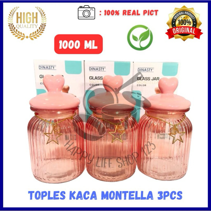 Toples Kaca Kedap Udara/Toples Snack MONTELLA 3pcs / Toples Set Montella / Toples Set 3pcs