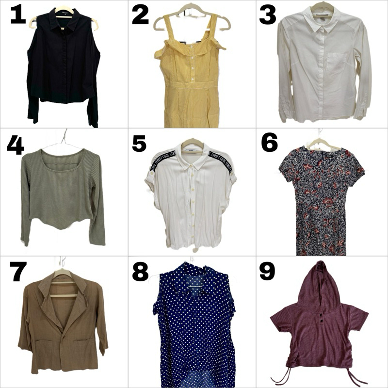 (part.4) PRELOVED CLOTHES baju atasan wanita korean top bekas pribadi bershka colorbox kemeja h&m ba