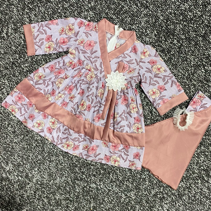 3 BULAN - 4 TAHUN GAMIS PREMIUM ANAK PEREMPUAN KATUN JEPANG BUNGA BAJU MUSLIM