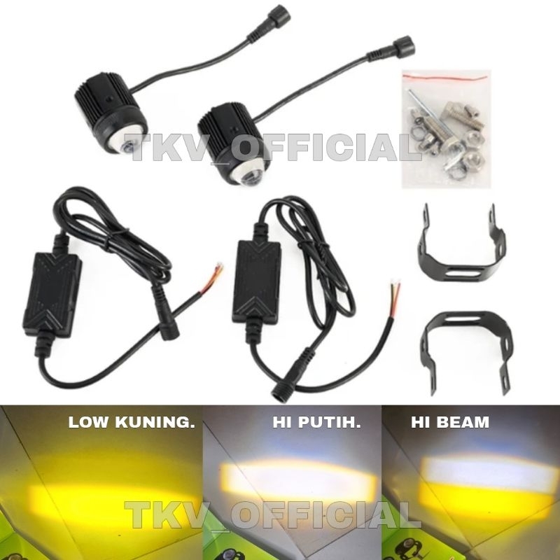 LAMPU SOROT LED D2 KIPAS MOTOR DAN MOBIL D2 PREMIUM KIPAS HI LOW PUTIH KUNING 40WATT / LAMPU SOROT L